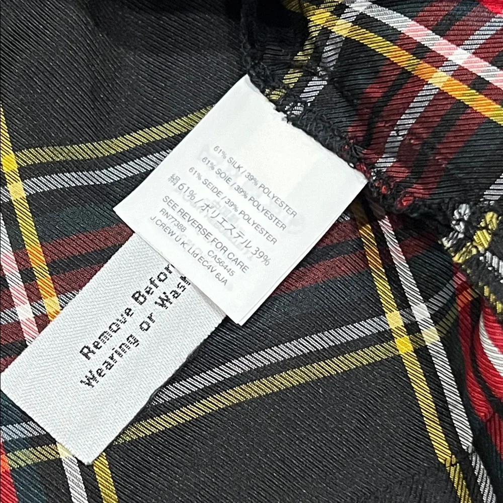 J. Crew Stewart Tartan Plaid Off-Shoulder Adjustable Tie Blouse